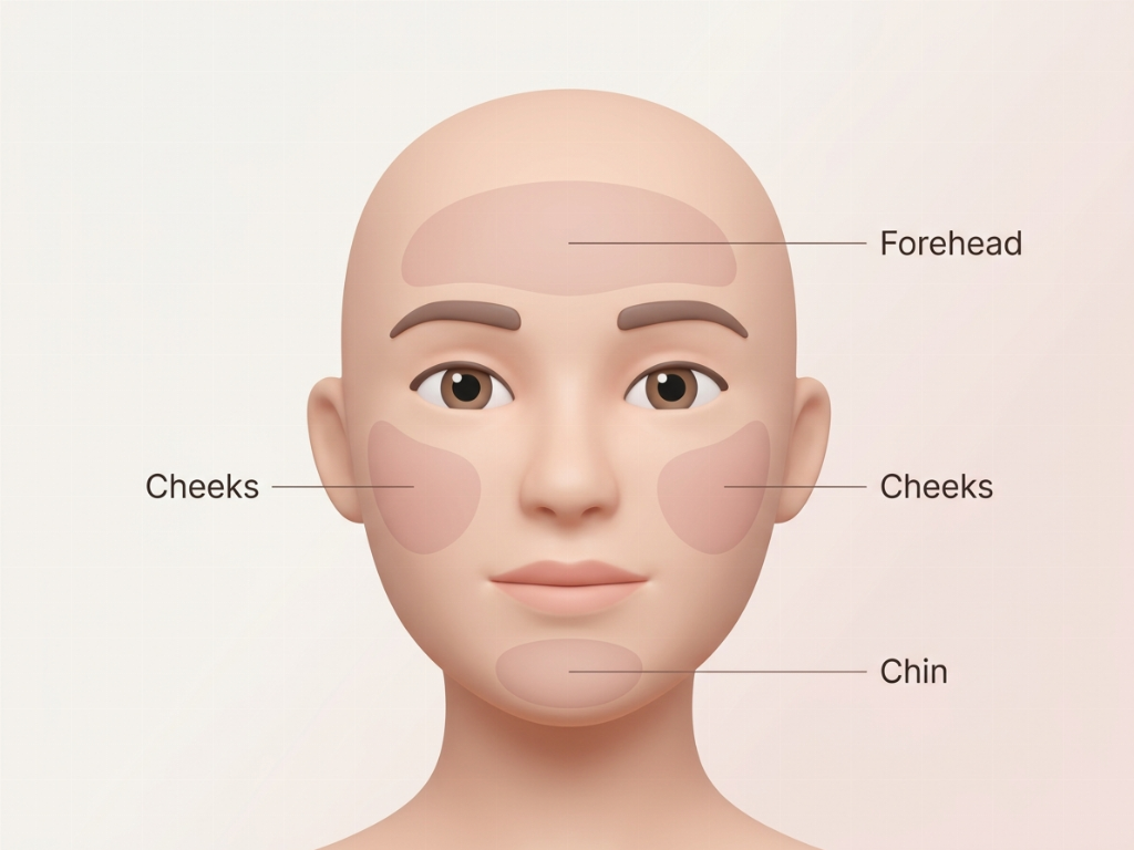 Common treatment areas for skinbooster injections