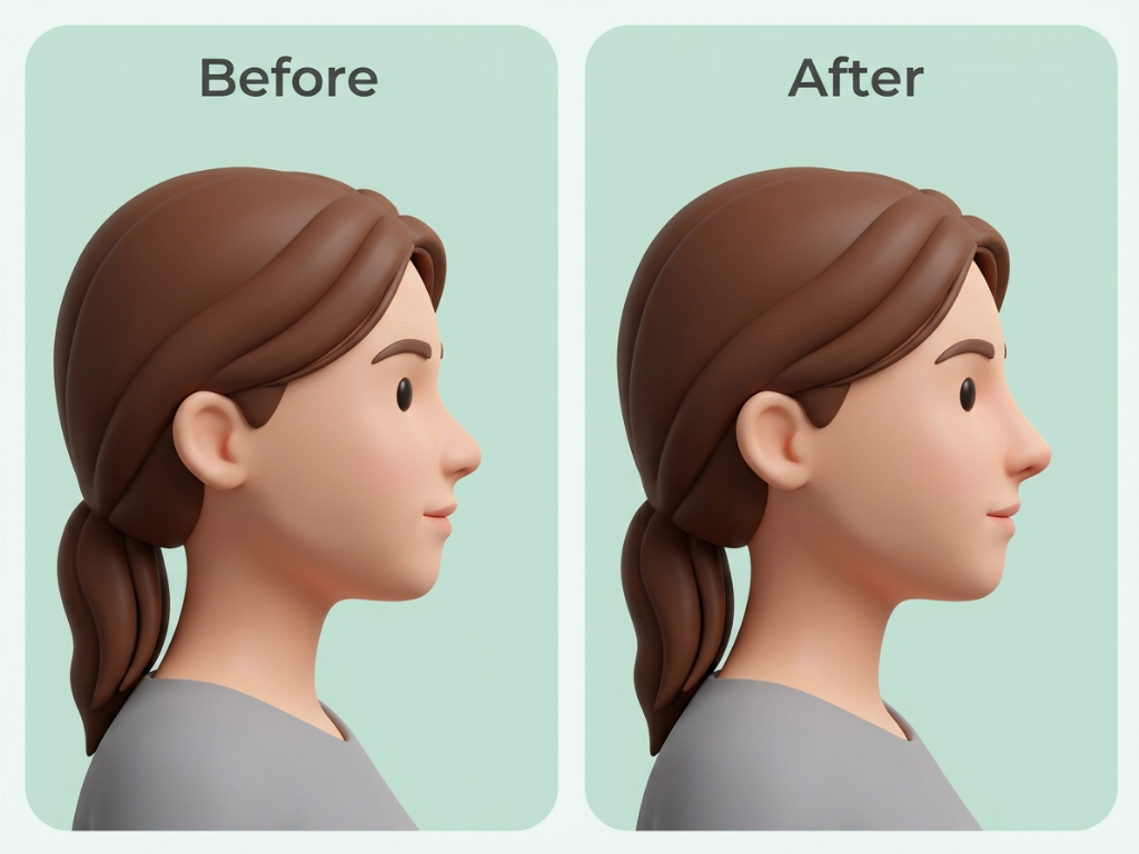 A subtle but clear elevation of the nasal bridge and tip.