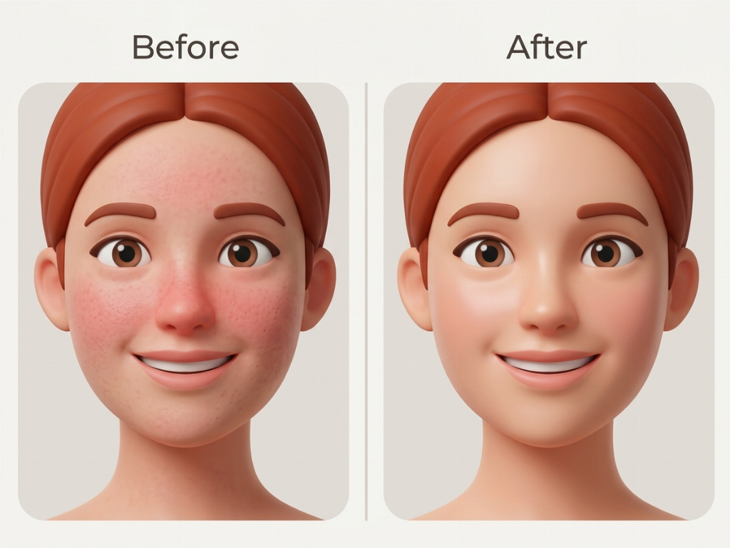 Visible reduction in redness and refined skin texture after Exosome therapy