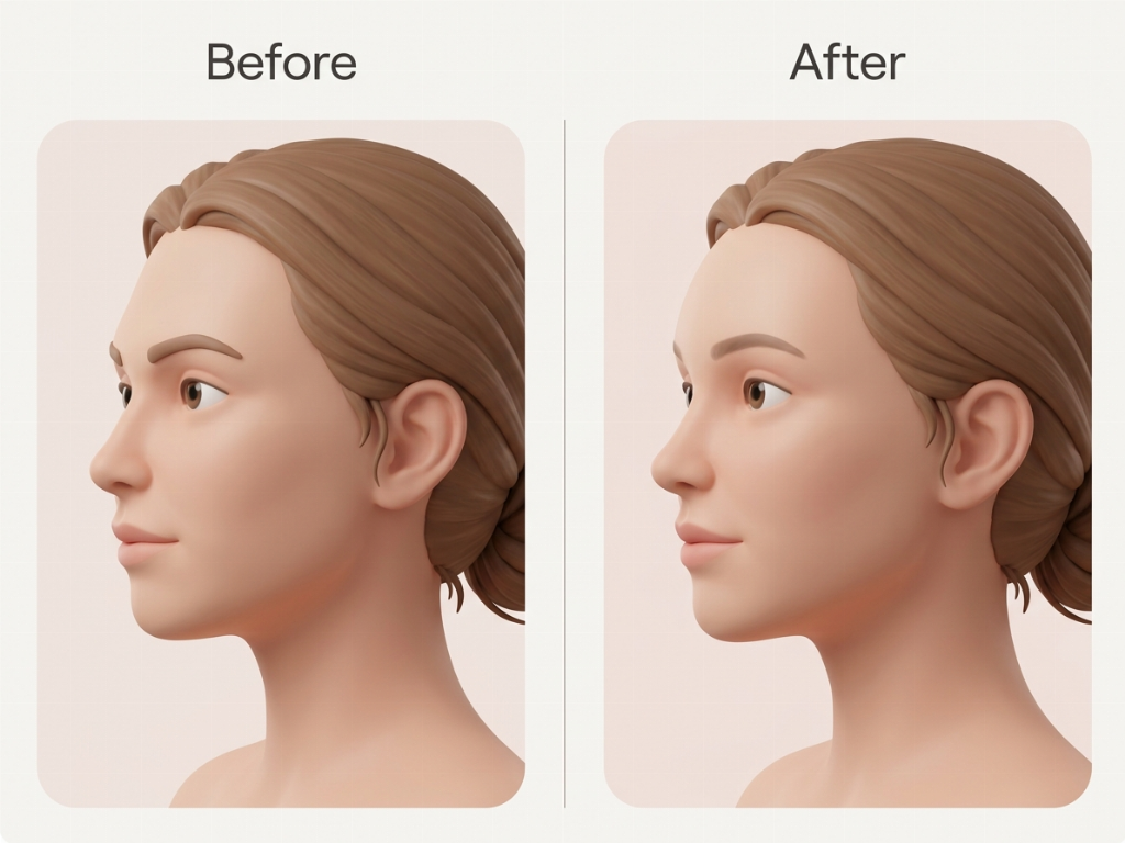A flat or sunken forehead is transformed into a smooth, youthful curve.