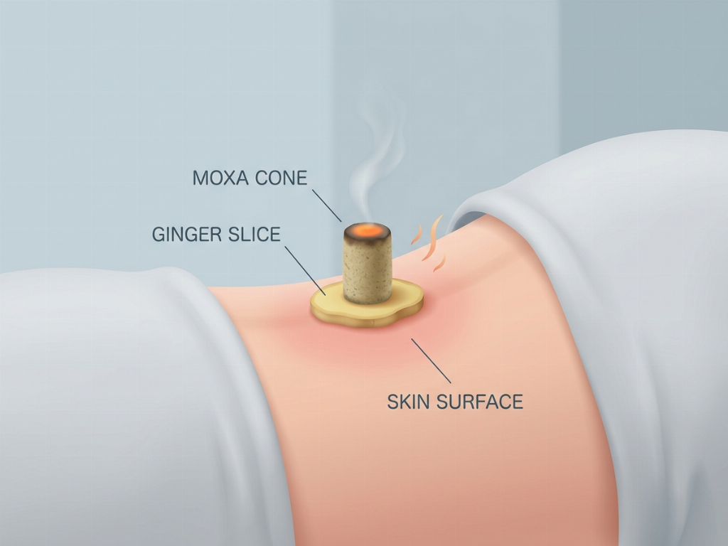 Modern indirect moxibustion uses a barrier to deliver therapeutic heat safely to the skin.