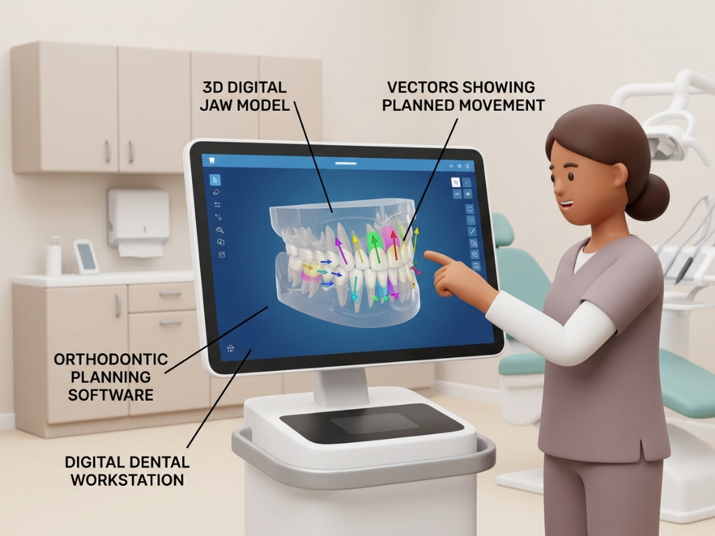Advanced 3D digital simulation for precise tooth movement.