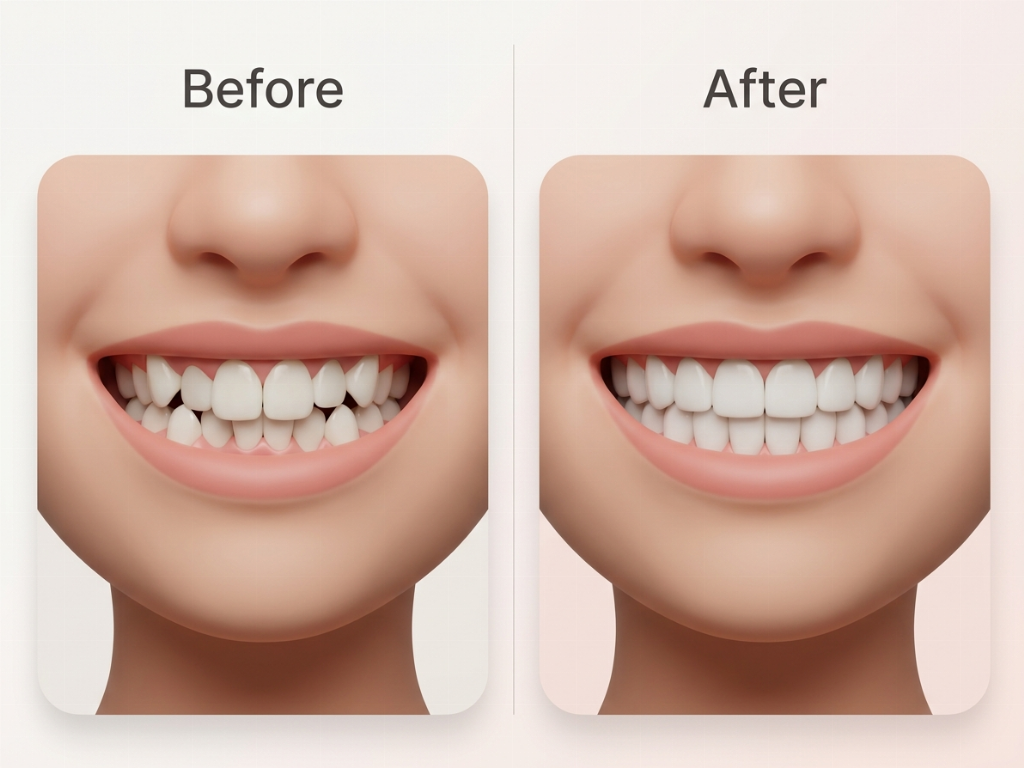 Correction of severe dental crowding and misalignment.