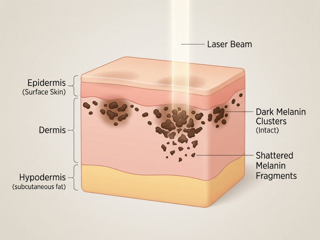 Laser Toning targets deep pigment without damaging the skin surface.